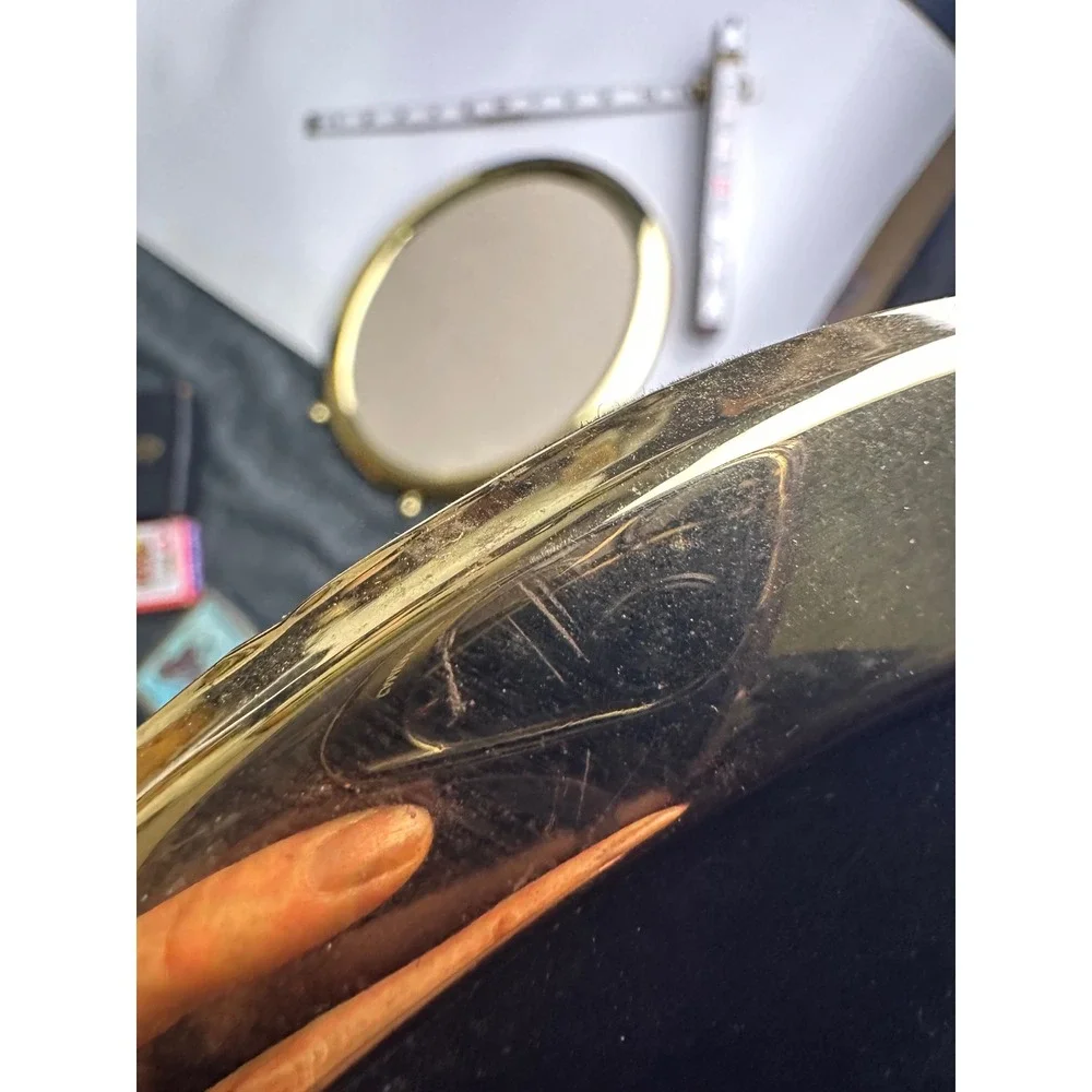 Vintage Solid Brass Oval Picture Frames Set of 2 Tabletop Standing Decor